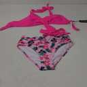 AI'MAGE Womens High Waisted Bikini Sets Tummy Control Bathing Suits Halter Two Piece Swimsuit Modest Bikini 2025 Pink Floral L