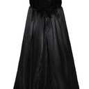 ALIZIWAY Hooded Cape Reversible Velvet Cloak Lined with Satin Renaissance Medieval Halloween Christmas Cosplay Costume (Black, M)