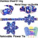 Unique style paws Independence Day Flag Dog Collar, Best for Small Medium Large Boys Girls Dogs (XL, ice flag flower)