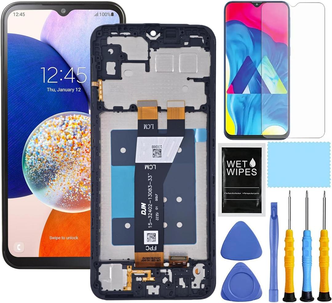 for Samsung Galaxy A14 5G Screen Replacement with Frame for Samsung a14 a146u Screen Replacement kit s146vl a146a a146w LCD Touch Display digitizer with Repair Part Tools 6.6 inch Black