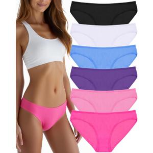 ANZERMIX Women's Breathable Cotton Bikini Panties Pack of 6, M