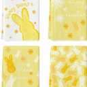 Artoid Mode Yellow Rabbit Flowers Bless Our Home Happy Easter Spring Kitchen Towels Dish Towels, 18x26 Inch Farmhouse Summer Decoration Cleaning Set of 4
