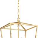 ANJIADENGSHI Vintage Lantern Pendant Light 4 Light Lantern Chandelier Farmhouse Gold Pendant Light for Kitchen Island Entryway Dining Room Hallway Bar Cafe(Bulbs Not Included)