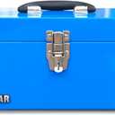 16" Portable Steel Heavy-duty Tool Box 18-Gauge with Metal Latch and Handle Blue