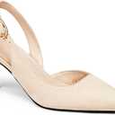 Womens Slingback Heels Low Kitten Pumps Pointed Toe Stiletto Elegant Office Dress Shoes (7, Apricot)