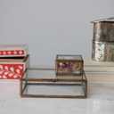 Brass and Glass Display Box with Scalloped Edges, Antique Finish
