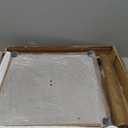 Patio Umbrella Base, 43lbs Outdoor Heavy Duty Square Concrete Stand, Fits 6-12ft Fringe Market Umbrella, Teak Brown