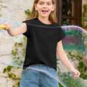 Haloumoning Girls Summer Cap Sleeve Shirts Kids Casual Cute Crewneck Tunic Tops Tees 5-14 Years