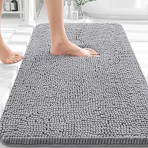 OLANLY Bathroom Rugs 1 Piece, Soft Absorbent Chenille Bath Mats Area Rug, Non-Slip, Quick Dry, Machine Washable Bath Mats for Bathroom, Home Decor Accessories