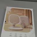 Rechargeable LED Travel Makeup Mirror, 3-Color Lighting, Dimmable Touch Screen, Multi Angle Adjustable, Foldable and Portable Desktop Vanity Mirror with Storage Tray (Creamy)