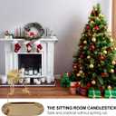 Golden Rotary Candle Holder with Tray Christmas Table Decorations Revolving Elk Tealight Candlestick Holiday Wedding Party Decor Christmas Spinning Candle Holder Deer Rotating Candlestick Set