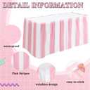 Remagr 8 Pcs Pink Circus Theme Party Decors Disposable Table Skirts Pastel Circus Theme Tablecloths Pink White Striped Pennant Banners Carousel Party Decoration for Birthday Wedding Decor
