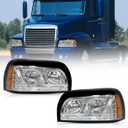 Headlights Assembly For Freightliner Century 2004 2005 2006 2007 2008 2009 2010 2011 2012 2013 2014 2015 Pair Set Halogen Headlamp SAE/DOT Approved，Black Color