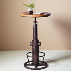 Industrial Bar Table Swivel Round Wooden Top Height Adjustable 38.6-44.4inch Vintage Kitchen Dining Chair Coffee Table Hydrant Design Bistro Table (Copper)
