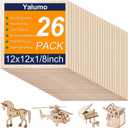 Basswood Sheets 12 x 12 x 1/8 Inch, 26 Packs Plywood Sheets Unfinished Wood for Crafts 3mm Thick Basswood for Laser Cutting, DIY Architectural Models, Engraving, Wood Burning, Painting