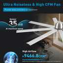 72 Inch Aluminum Ceiling Fan with Lights for Covered Patio,8 Sliver Blades