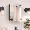 TokeShimi 14 x 18 Black Medicine Cabinet with Mirror, Aluminum Mirror Medicine Cabinet Wall Mounted or Recessed with Stepless Adjustable Amply Storage Metal for Modern Farmhouse