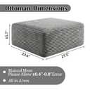Corduroy Ottoman, Modern Boneless Cloud Foot Rest Foam Support, Oversized Modular Sectional Sofa Stool for Living Room, Bedroom & Small Spaces, No Assembly Required (Light Gray, Ottoman)