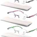 Progressive Multifocus Reading Glasses for Women Multifocal Rimless Womens Readers Trifocal Blue Light Blocking
