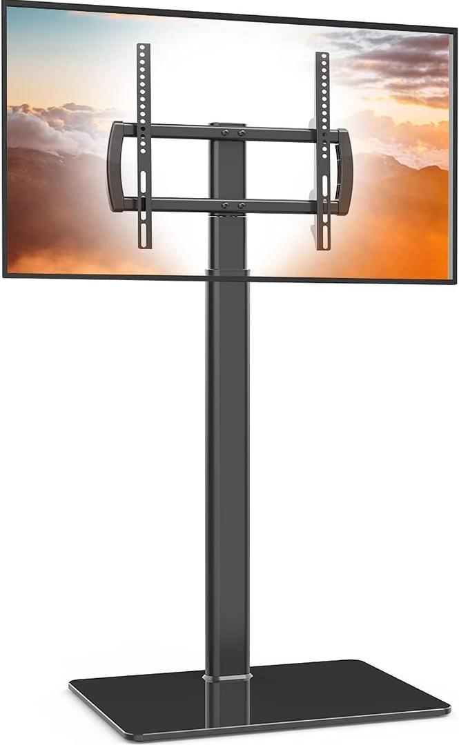 Universal Floor TV Stand with Mount 80 Degree Swivel Height Adjustable and Space Saving Design for Most 27 to 65 inch LCD, LED OLED TVs, Perfect for Corner & Bedroom HT1002B (27"-55" SWIVEL FLOOR TV STAND WITH MOUNT)