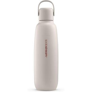 SodaStream - Fizz & Go Cool Bottle | Stainless Steel Carbonating Water Bottle | Keeps Drinks Cold 12 Hrs | Cupholder Friendly | Compatible with Pink CO2 cylinder machines | Sand color | 30.4 oz