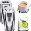 50 PCS Sublimation Blank Cup Coasters Bulk, 4x4 Inch Round Blank Cup Mat Rubber for Sublimation Transfer Heat Press Printing DIY Crafts