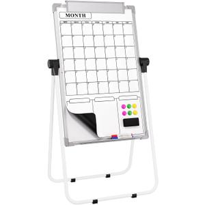MaxGear Large Whiteboard with Stand 36" x 24" Double-Sided Easel Whiteboard Monthly Calendar,Height Adjustable, Foldable, Portable Dry Erase Board for Home, Office, Classroom Planning, Teaching