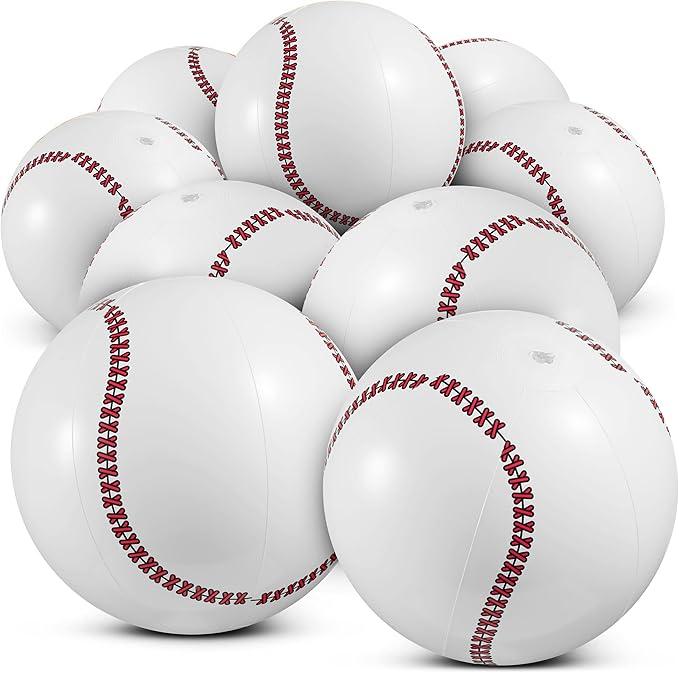 Bedwina Inflatable Baseball (Pack of 12) 16inch, Baseball Beach Balls for Themed Party Decorations & Birthday Decor  Pool Ball Toys Party Favors & Goodie Bags Favors for Kids, Boys and Girls