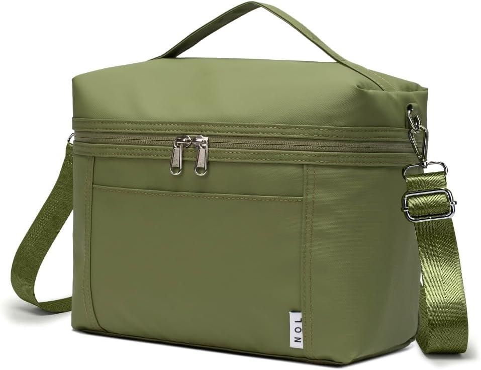 NOL Natural Organic Lifestyle Insulated Lunch Bags for Women Cooler Bag Lightweight Nylon Waterproof Lunch Box For Work (Small (4 Liters), Amy green)