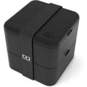 monbento  Large Bento Box MB Square Onyx with Compartments  Leakproof Lunch Box for Work or Meal Prep  BPA Free  Food Grade Safe  Black