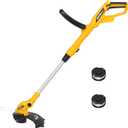 Cordless String Trimmer Compatible with Dewalt 20V Battery, 12-Inch Weed Wacker Cordless, Auto Line Feed, Electric Weed Eater Battery Powered, Grass Trimmer w/ 2 Line Spools (Tool Only)