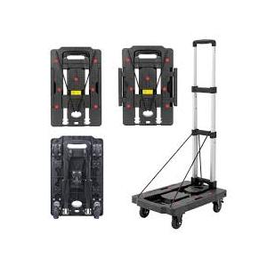 HBFBDRCT Folding Hand Truck Dolly, 330Lb Trolley Cart with 5 Brake Silent Wheel, Platform Cart, Car Seat Dolly for Airport for Luggage, Moving, Travel, Shopping & Office Use