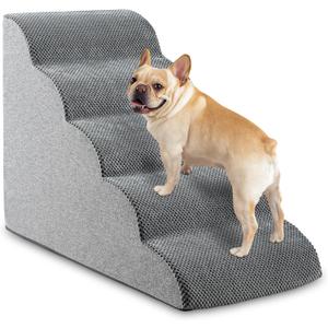 5-Step Dog Stairs, 22.6 High Foam Pet Ramp for Small Dogs & Cats  Durable Waterproof Washable Cover, Non-Slip Base, Stable Indoor Ladder for High Beds and Couch (Grey)