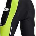 Bicycle Shorts for Men 3D Padded Bike Cycling Underwear Road Biking Biker Mountain Riding Cycle UPF 50+ Shorts Zipper Pockets?Black/ Green Small