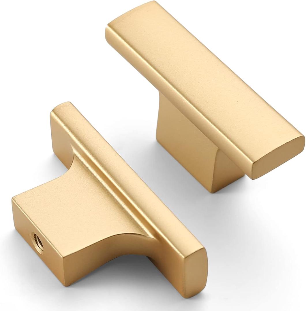 Amerdeco 10 Pack Brushed Gold Cabinet Knobs 2 Inch (50MM) Single Hole Cabinet Pulls Kitchen Cabinet Knobs Drawer Knobs ZH0026