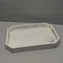 MyGift Whitewashed Wood Serving Tray with Handles and Angles Edges, Farmhouse Coffee Table Decorative Tray