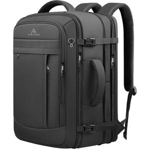AREYTECO 50L 60L Travel Backpack, Carry On Backpack 50L Expandable Extra Large Travel Backpack, Black, 17.3 Inch (20''x13''x10'') 