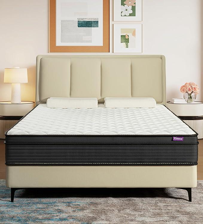 Queen Mattress,12 Inch Memory Foam Hybrid Mattresses in a Box with Individual Pocket Spring,for Pressure Relief & Motion Isolation Queen Size Mattress.