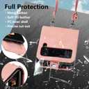 ZCDAYE Wallet Case for Samsung Galaxy Z Flip 4 5G, Leather Case with Card Holder and Long Lanyard - Pink