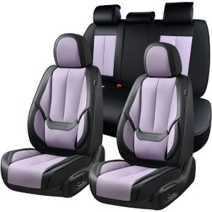 Coverado Seat Covers, Car Seat Covers Full Set, Leather Seat Covers for Cars, Car Seat Protector, Black Car Seat Covers Front Seats and Back Seats Universal Fit for Most Cars Purple