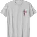 American USA Flag Christian Cross T-Shirt Silver Gray Large