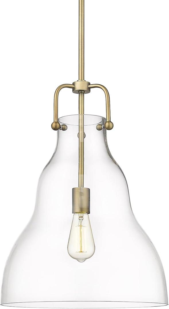 Innovations 494-1S-BB-G592-14 Transitional One Light Pendant from Haverhill Collection in Brass Finish,
