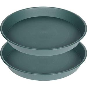 2 Pack of 20 21 inch Plant Saucer Round, Deep Plant Saucers for Pots, Heavy Duty Plastic Plant Drip Tray for Indoors Outdoor, Bird Bath Bowls, Plant Trays for Planter 19-22" (21 inch, Green)