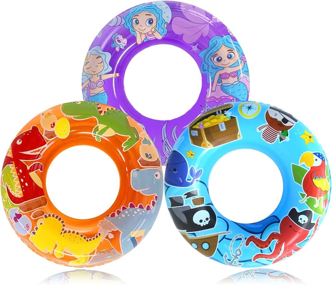 3-Pack Kids Pool Floats with Dinosaur/Pirate/Mermaid Design  Pool Toys for Toddler, 27.5 Inflatable Swim Rings, Inner Tube for Floating Age 3-8Premium Floaties & Water Toys for Summer Beach Party 3-Pack Kids Pool Floats with Dinosaur/Pirate/Mermaid Design  Pool Toys for Toddler, 27.5 Inflatable Swim Rings, Inner Tube for Floating Age 3-8Premium Floaties & Water Toys for Summer Beach Party
