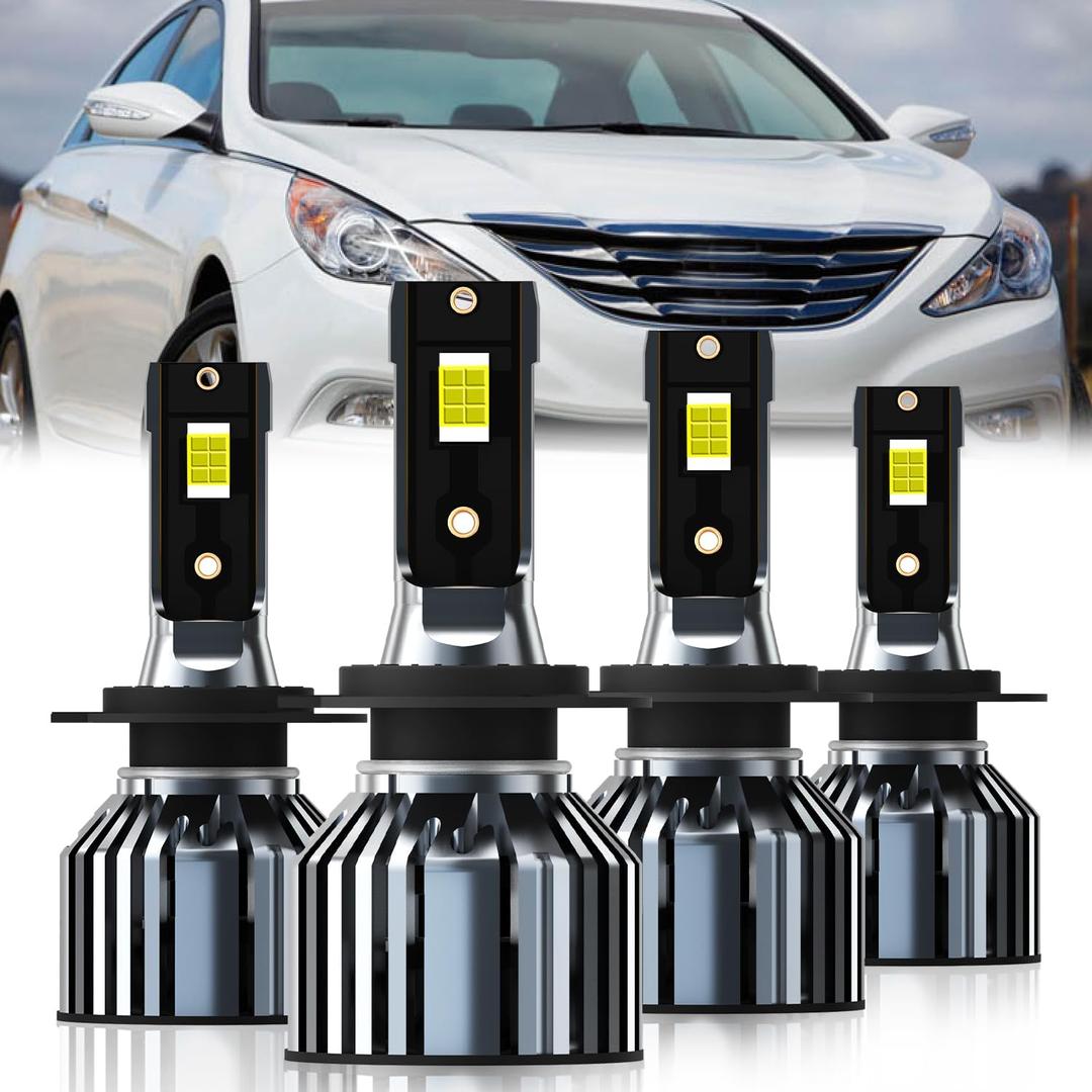 Fit For HYUNDAI SONATA 2011-2014 Light Bulbs, H7 High Beam + H7 Low Beam, 4-Pack Fit For HYUNDAI SONATA 2011-2014 Light Bulbs, H7 High Beam + H7 Low Beam, 4-Pack