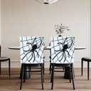 Halloween Chair Covers, Skeleton and Spider Design Chair Back Decor for Party, Halloween Home Decorations, Set of 4