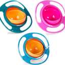 Berry President Magic Bowl 360 Degree Rotation Spill Resistant Gyro Bowl with Lid For Toddler Baby Kids Childre (Pink+Blue+Green)