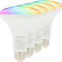 Amazon Basics Smart BR30 LED Light Bulbs, Color Changing, 9W (60W Equivalent), 800LM, Energy Efficient, Voice Control, Works with Alexa Only, 2.4 GHz Wi-Fi, No Hub Required, 4-Pack