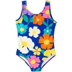 Girls One Piece Swimsuits Toddler Bathing Suit Little Kids Cute Swimwear Quick Dry Striped Ruffle Floral Size 2-10T (2-3T, Navy Blue Flower)