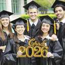 Graduation Party Decorations for Class of 2026 - Gold Grad 2026 Wood Sign Photo Prop for Class of 2026 College High School Graduation Party Supplies